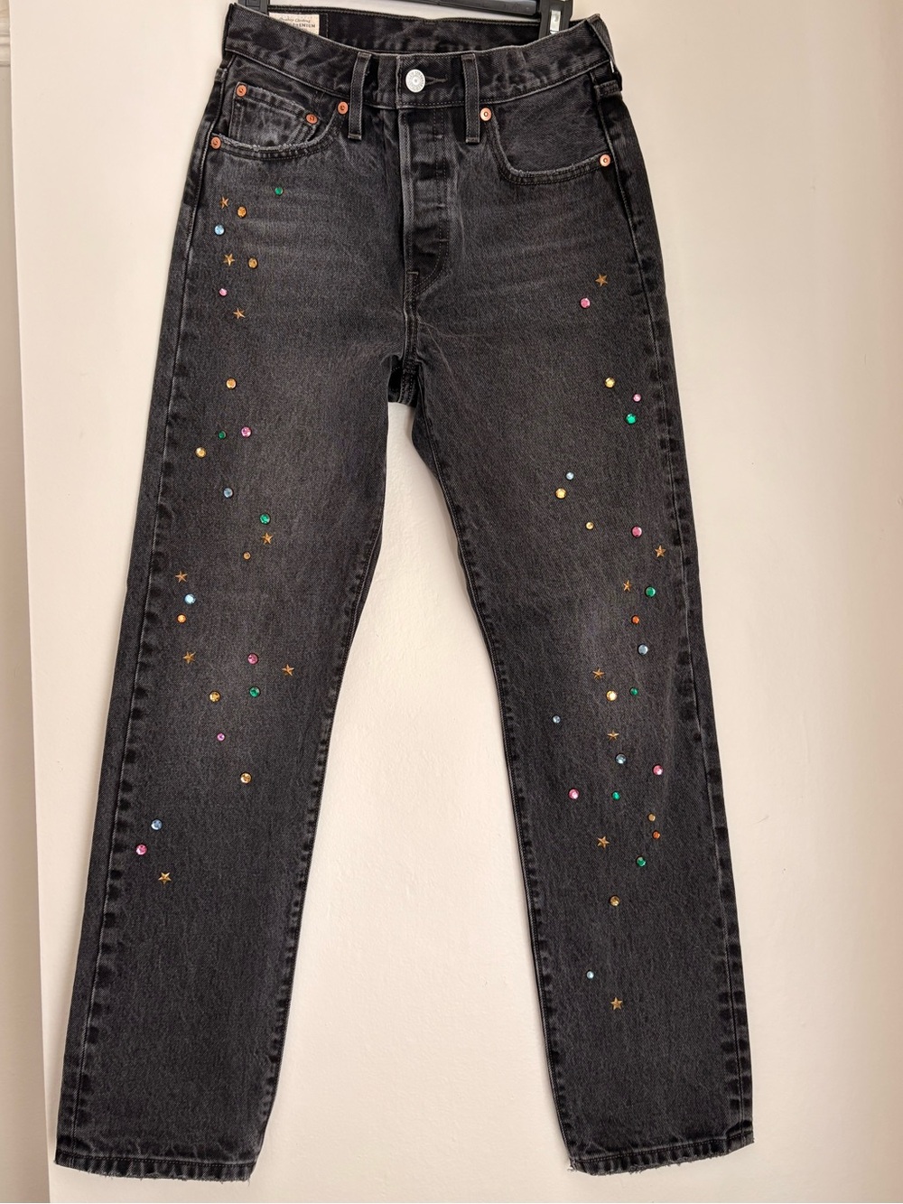 Levi's Black Straight-Leg Jeans with Multicolor Studs